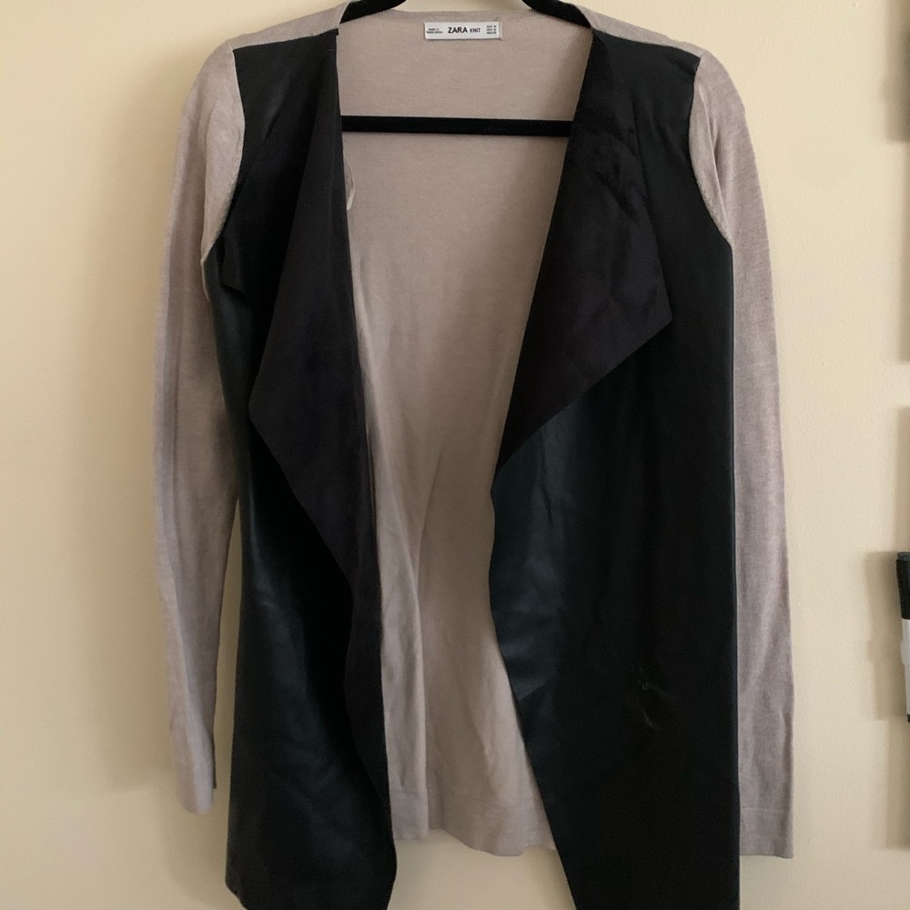 Zara Knit/Pleather Cardigan